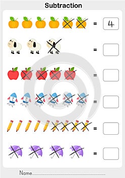 Worksheet subtraction number for education