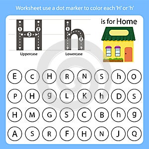 Worksheet use a dot marker to color each H