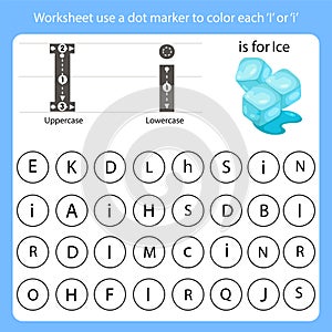 Worksheet use a dot marker to color each I
