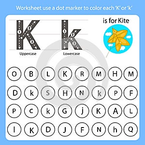 Worksheet use a dot marker to color each K