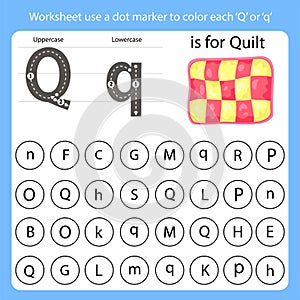 Worksheet use a dot marker to color each Q