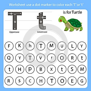 Worksheet use a dot marker to color each T