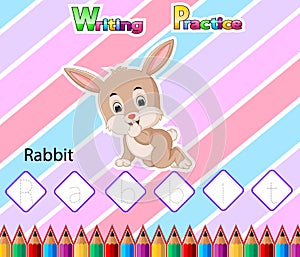 Worksheet Writing practice alphabet R for Rabbit