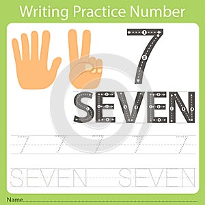 Worksheet Writing practice number seven