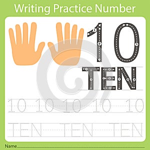 Worksheet Writing practice number ten