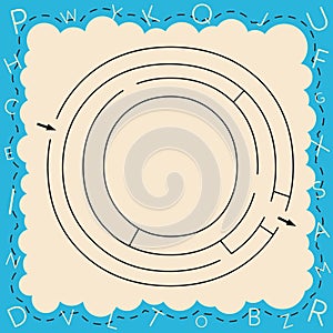 Worksheets for learning the alphabet. Activity book for kids. Maze game with the Letter O