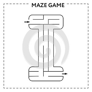 Worksheets for learning the alphabet. Black and white activity book for kids. Maze game with the Letter I