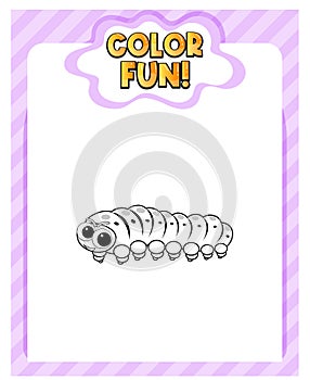 Worksheets template with color fun! text and caterpilla outline