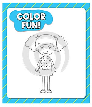 Worksheets template with color fun! text and girl outline photo