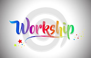 Workship Handwritten Word Text with Rainbow Colors and Vibrant Swoosh photo