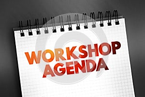 Workshop Agenda - list and an outline of all the activities prepared by organizers that need to be done, text quote concept on