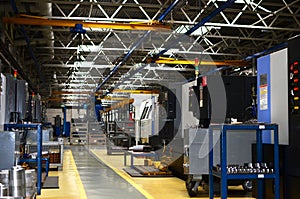 Workshop of a automotive factory with automatic CNC turning machines.