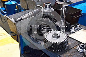 Workshop of a automotive factory for the production of automotive gear, spare parts and components.