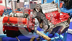 Workshop with car engines