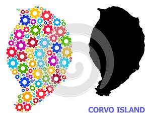 Workshop Composition Map of Corvo Island with Bright Gears