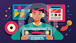 A workshop on creating custom mixtapes a beloved form of selfexpression during the 80s and 90s.. Vector illustration. photo