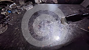 Workshop table with sitting lamp