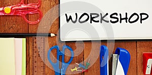 Composite image of workshop text on white background