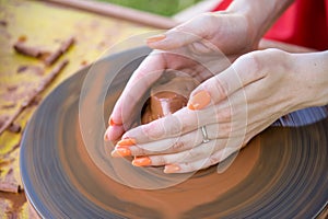 Workshop of ukrainian traditional handmade ceramic pot