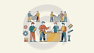 A workshop where skillsharing occurs with experts teaching local communities valuable trades empowering individuals for