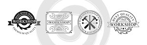 Workshop and Woodworking Craft Label Vector Set