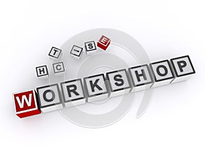 workshop word block on white