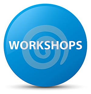 Workshops cyan blue round button