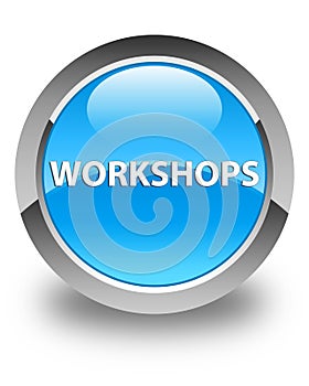 Workshops glossy cyan blue round button