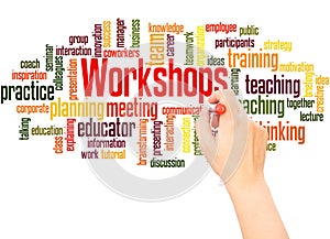 Workshops word cloud hand writing concept