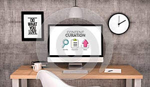 workspace computer Content curation concept