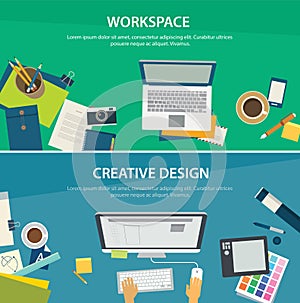 Workspace and creative design banner template