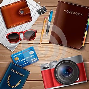 Workspace design flatlay. Vector illustration decorative design