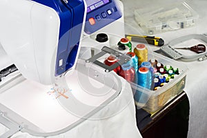 Workspace of the embroidery machine