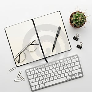 Workspace essentials isolated on white background