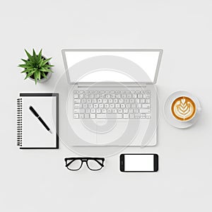 Workspace essentials isolated on white background