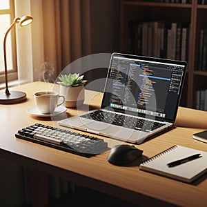 Lamp provides lighting and a window with curtains allows natural