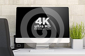 workspace with 4k computer screen