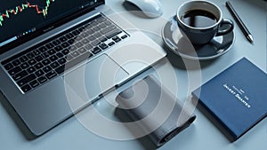 Workspace With Laptop, Coffee And Notebook