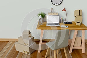 Workspace with laptop computer.