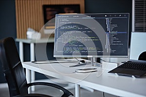 Workspace Showing Computer Screen with Software Code