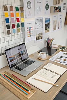Still life of graphic design studio