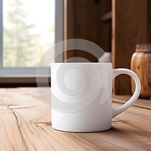 Workspace-themed accessories enhancing the mug in the mockup photo