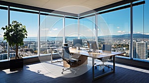 Workspaces featuring stunning cityscapes visible from office windows