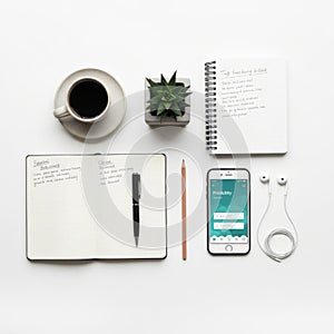 Workstation essentials isolated on white background