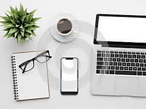 Workstation essentials isolated on white background isolated on white background