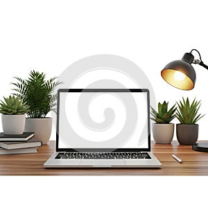 Workstation setup isolated on white background