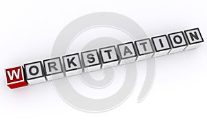 workstation word block on white