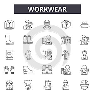Workwear line icons for web and mobile design. Editable stroke signs. Workwear  outline concept illustrations