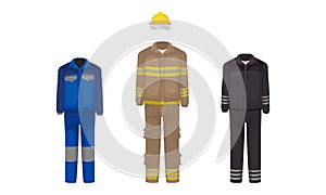 Workwear or Professional Staff Clothing with Plumber and Electrician Outfit Front View Vector Set