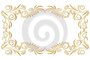 Gold Decorative ornament border, frame. Graphic arts.